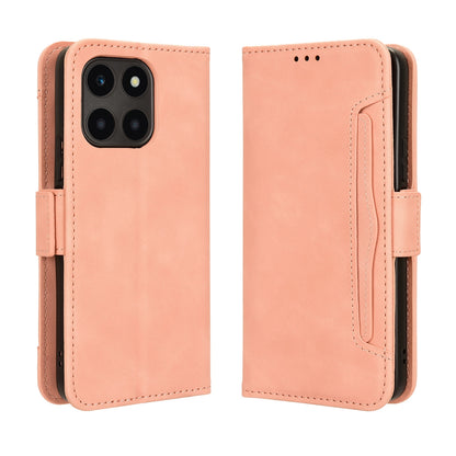 Honor X6a 4G Skin Feel PU Leather Wallet Phone Case with Card Slots, Cash Pocket, Magnetic Closure, Built-In Stand, Full Protection TPU Cover