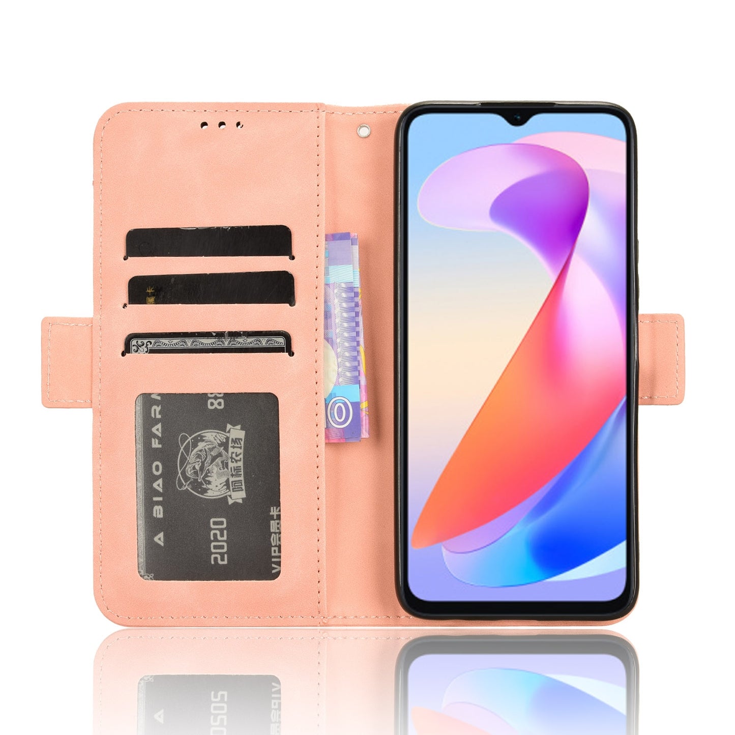 Honor X6a 4G Skin Feel PU Leather Wallet Phone Case with Card Slots, Cash Pocket, Magnetic Closure, Built-In Stand, Full Protection TPU Cover