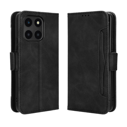 Honor X6a 4G Skin Feel PU Leather Wallet Phone Case with Card Slots, Cash Pocket, Magnetic Closure, Built-In Stand, Full Protection TPU Cover