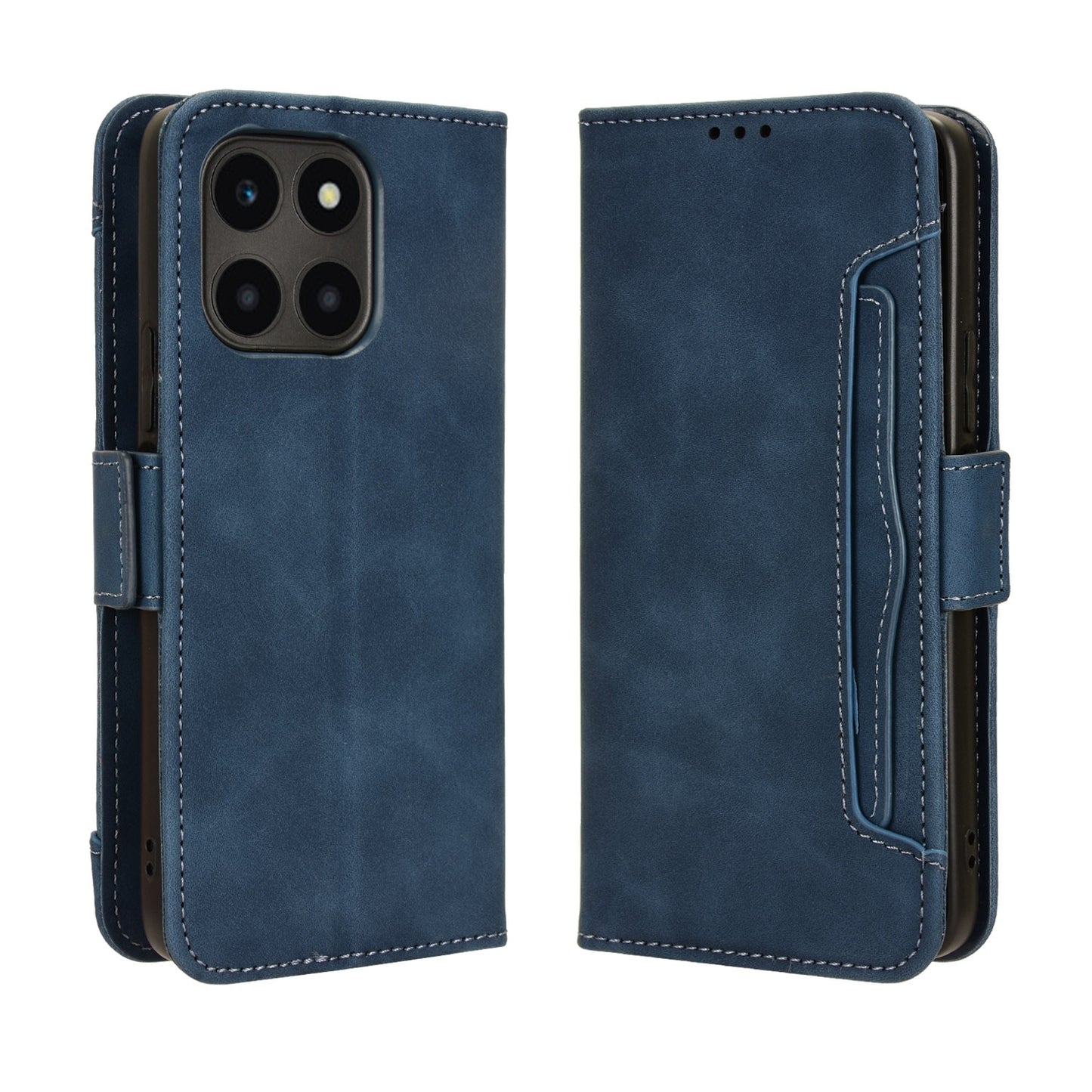 Honor X6a 4G Skin Feel PU Leather Wallet Phone Case with Card Slots, Cash Pocket, Magnetic Closure, Built-In Stand, Full Protection TPU Cover