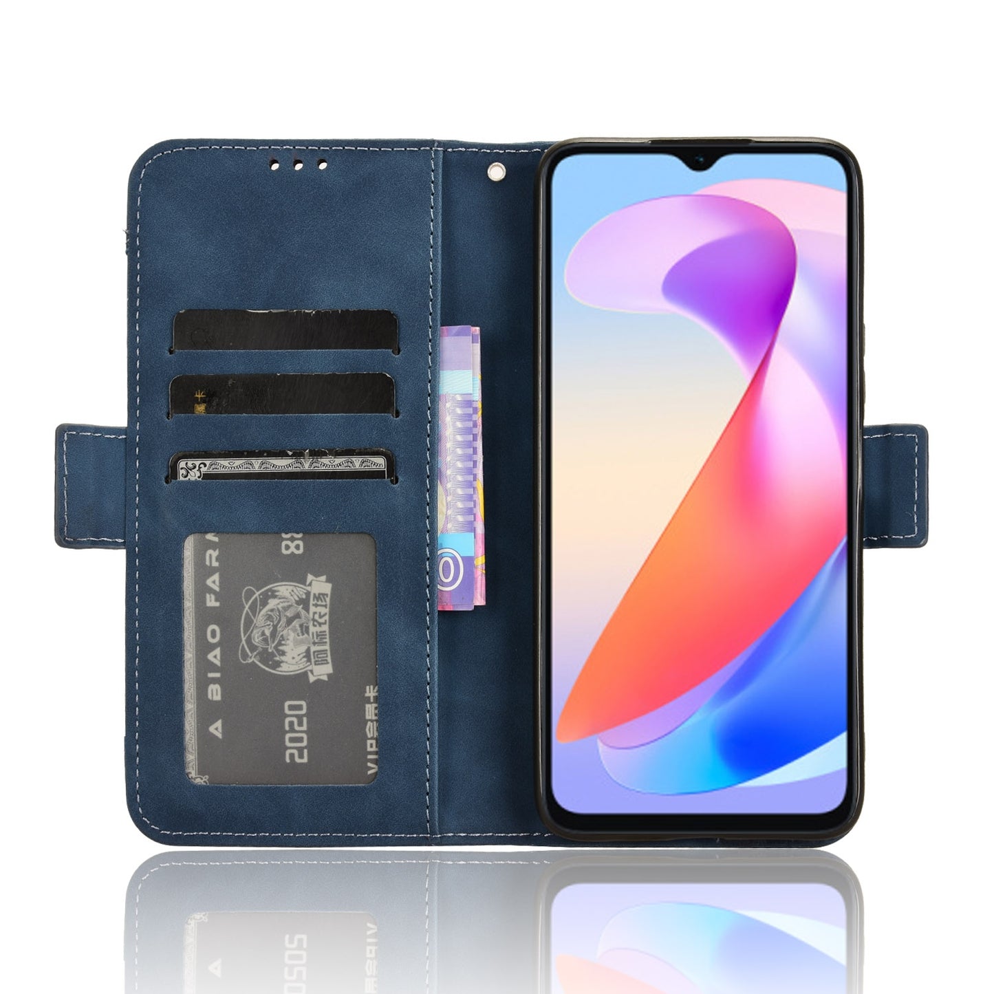 Honor X6a 4G Skin Feel PU Leather Wallet Phone Case with Card Slots, Cash Pocket, Magnetic Closure, Built-In Stand, Full Protection TPU Cover