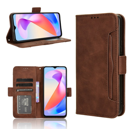 Honor X6a 4G Skin Feel PU Leather Wallet Phone Case with Card Slots, Cash Pocket, Magnetic Closure, Built-In Stand, Full Protection TPU Cover