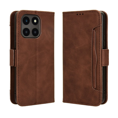 Honor X6a 4G Skin Feel PU Leather Wallet Phone Case with Card Slots, Cash Pocket, Magnetic Closure, Built-In Stand, Full Protection TPU Cover