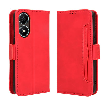 Honor X5 Plus Skin Feel PU Leather Wallet Phone Case with Card Slots, Cash Pocket, Magnetic Closure, Built-In Stand, Full Protection TPU Cover