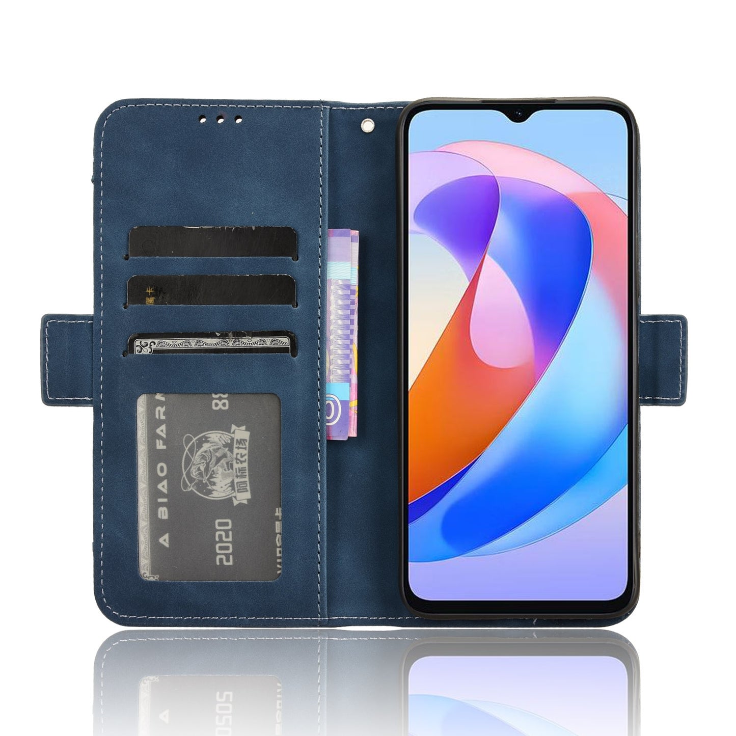 Honor X5 Plus Skin Feel PU Leather Wallet Phone Case with Card Slots, Cash Pocket, Magnetic Closure, Built-In Stand, Full Protection TPU Cover