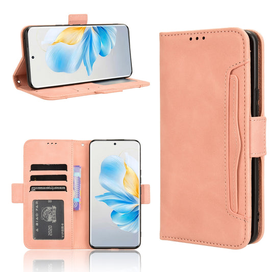 Honor 100 5G Skin Feel PU Leather Wallet Phone Case with Card Slots, Cash Pocket, Magnetic Closure, Built-In Stand, Full Protection TPU Cover