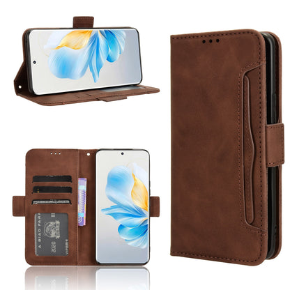 Honor 100 5G Skin Feel PU Leather Wallet Phone Case with Card Slots, Cash Pocket, Magnetic Closure, Built-In Stand, Full Protection TPU Cover