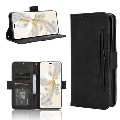 Honor 100 Pro 5G Skin Feel PU Leather Wallet Phone Case with Card Slots, Cash Pocket, Magnetic Closure, Built-In Stand, Full Protection TPU Cover