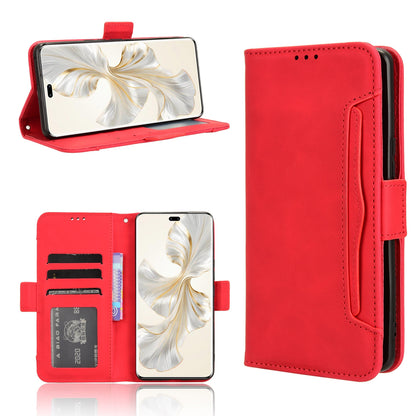 Honor 100 Pro 5G Skin Feel PU Leather Wallet Phone Case with Card Slots, Cash Pocket, Magnetic Closure, Built-In Stand, Full Protection TPU Cover