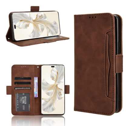 Honor 100 Pro 5G Skin Feel PU Leather Wallet Phone Case with Card Slots, Cash Pocket, Magnetic Closure, Built-In Stand, Full Protection TPU Cover