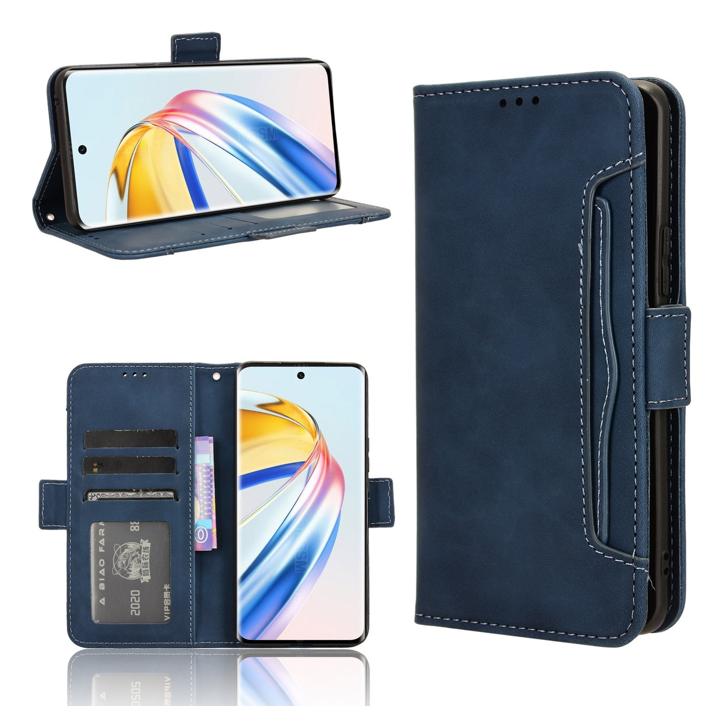 Honor X9b 5G Skin Feel PU Leather Wallet Phone Case with Card Slots, Cash Pocket, Magnetic Closure, Built-In Stand, Full Protection TPU Cover