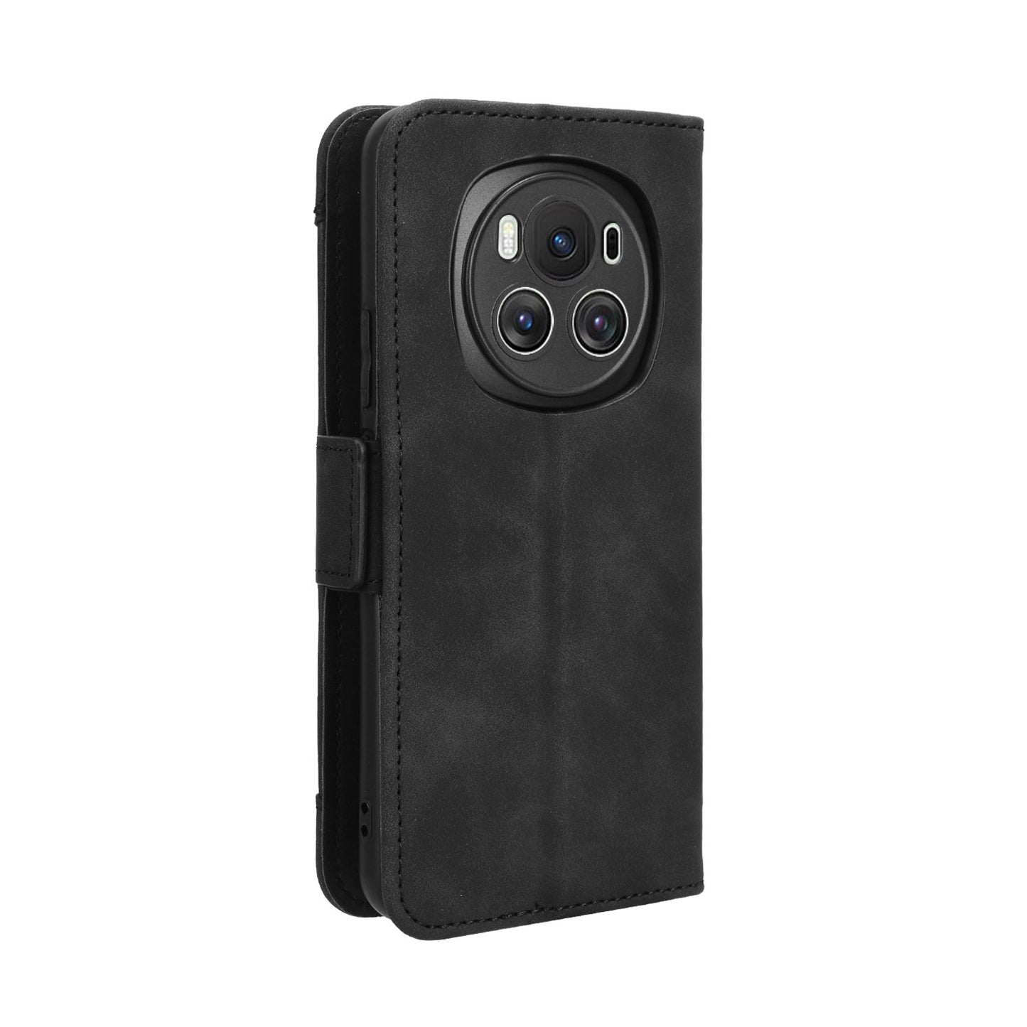 Honor Magic6 5G Skin Feel PU Leather Wallet Phone Case with Card Slots, Cash Pocket, Magnetic Closure, Built-In Stand, Full Protection TPU Cover