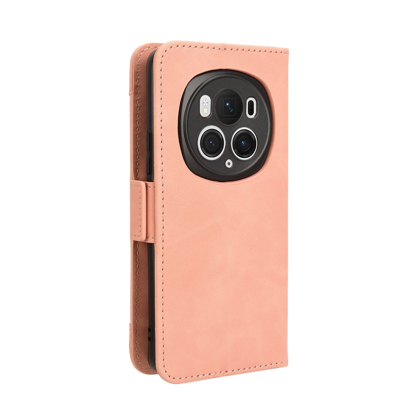 Honor Magic6 Pro Skin Feel PU Leather Wallet Phone Case with Card Slots, Cash Pocket, Magnetic Closure, Built-In Stand, Full Protection TPU Cover