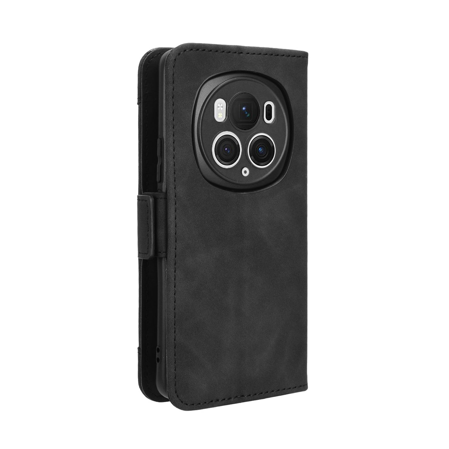Honor Magic6 Pro Skin Feel PU Leather Wallet Phone Case with Card Slots, Cash Pocket, Magnetic Closure, Built-In Stand, Full Protection TPU Cover