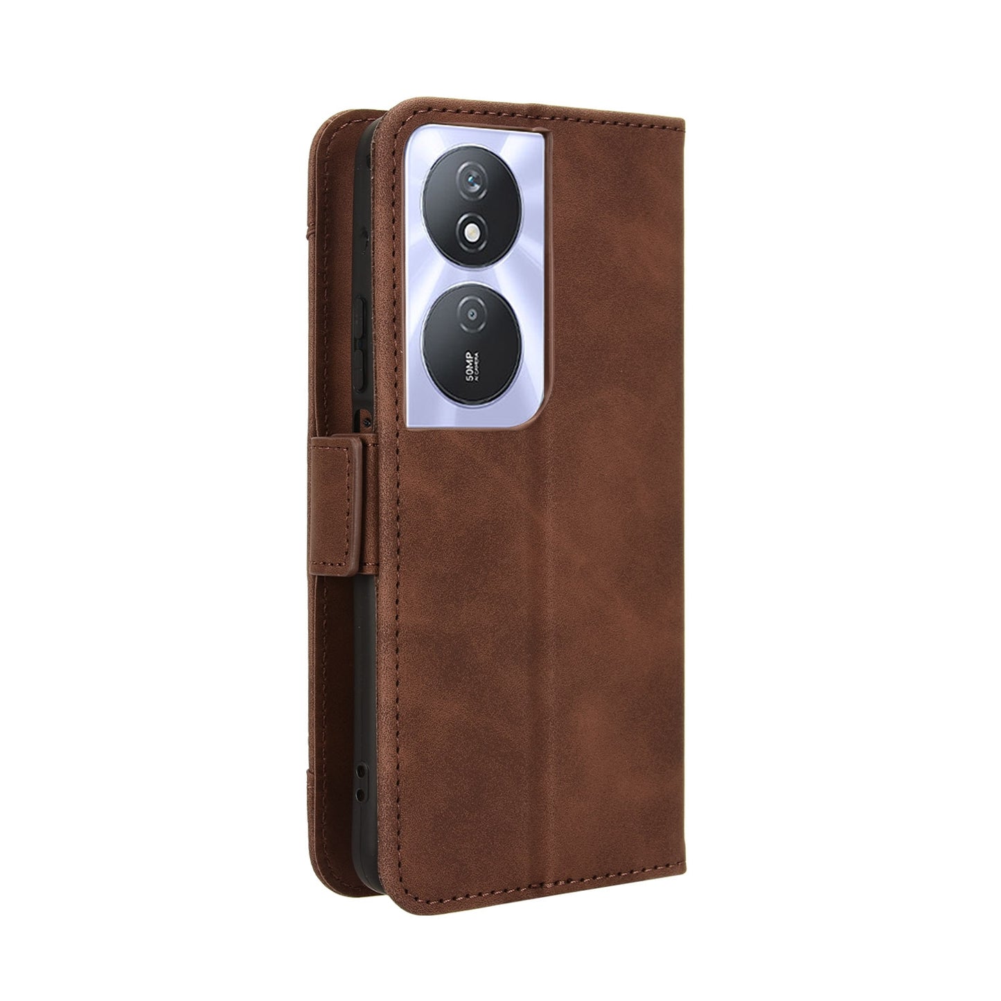 Honor Play 50 Plus Skin Feel PU Leather Wallet Phone Case with Card Slots, Cash Pocket, Magnetic Closure, Built-In Stand, Full Protection TPU Cover