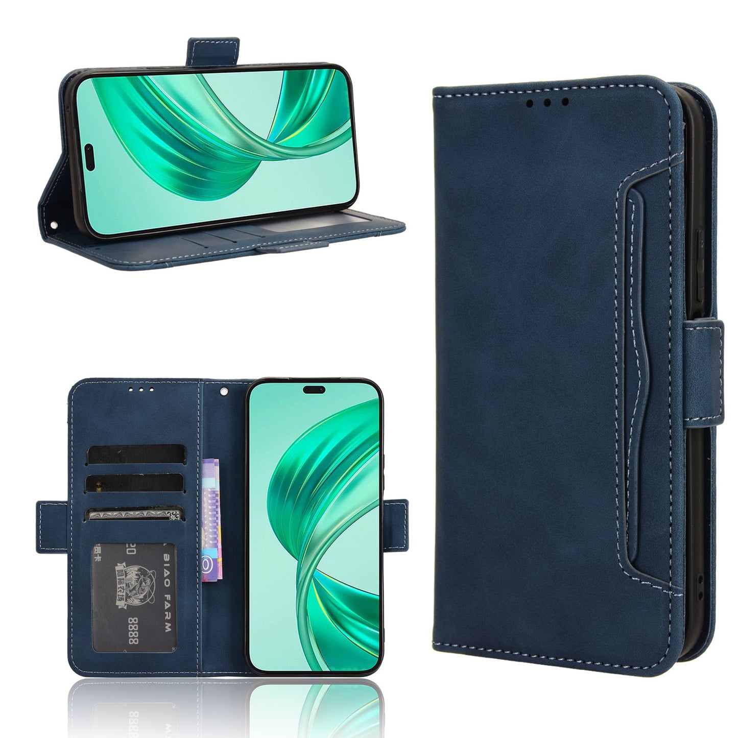 Honor X8b 4G Skin Feel PU Leather Wallet Phone Case with Card Slots, Cash Pocket, Magnetic Closure, Built-In Stand, Full Protection TPU Cover