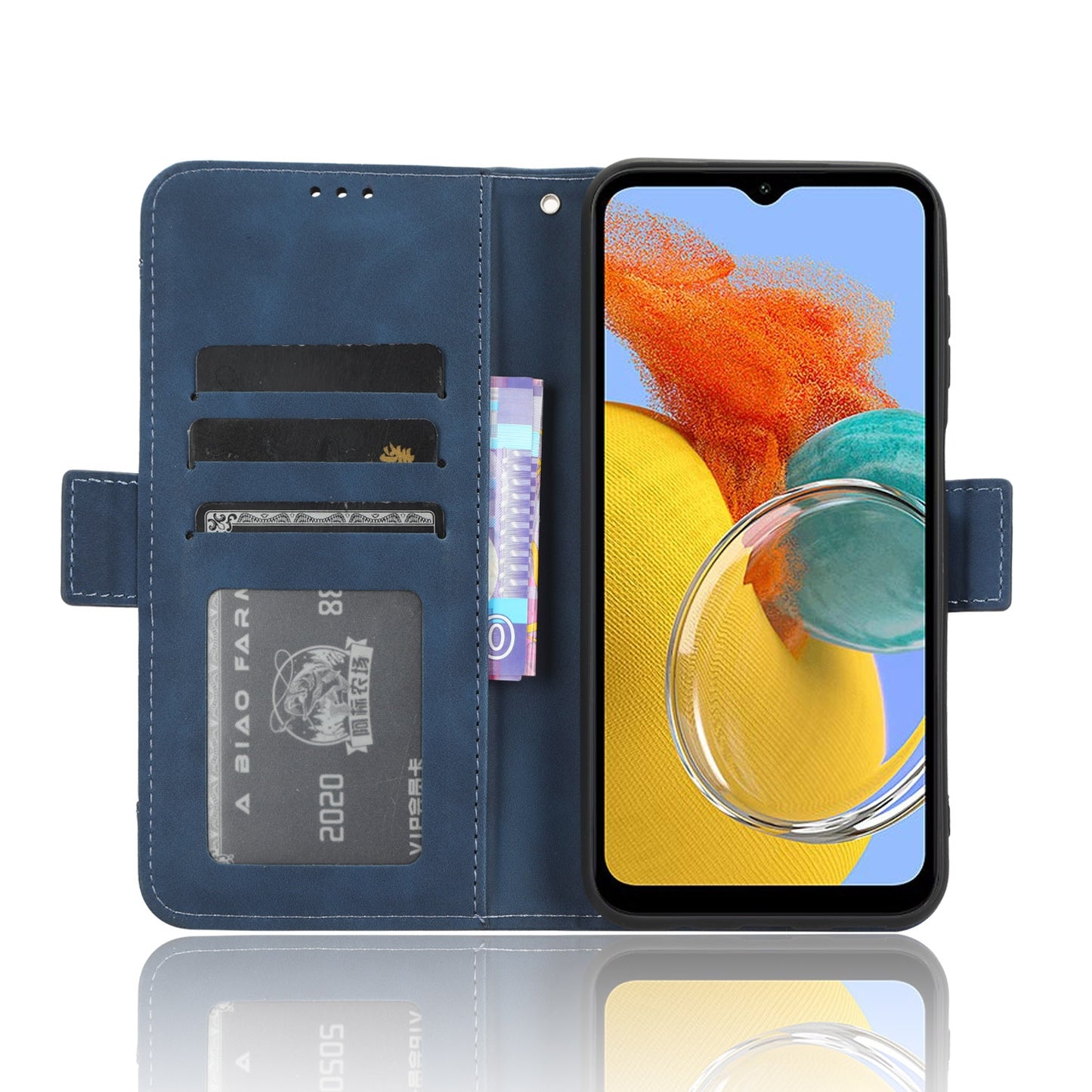 Samsung Galaxy M54 5G Skin Feel PU Leather Wallet Phone Case with Card Slots, Cash Pocket, Magnetic Closure, Built-In Stand, Full Protection TPU Cover