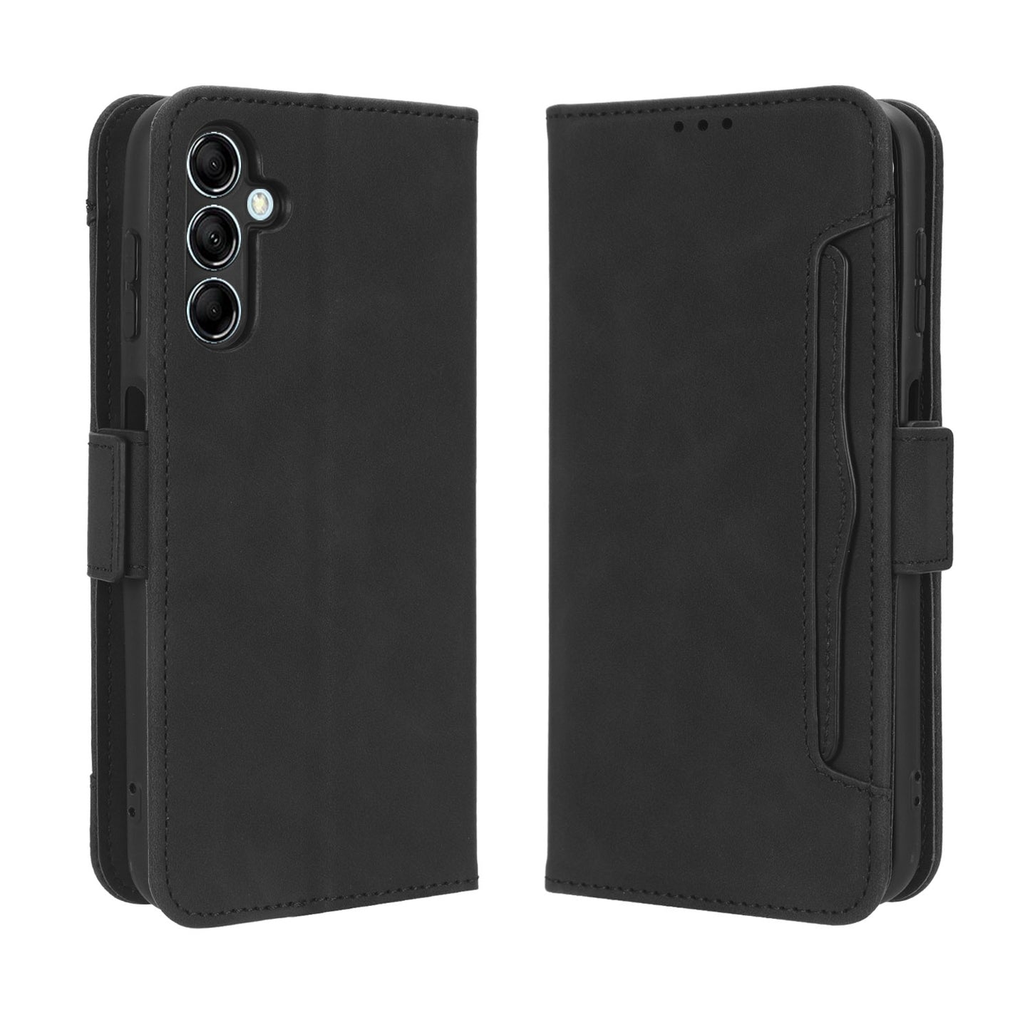 Samsung Galaxy M34 5G Skin Feel PU Leather Wallet Phone Case with Card Slots, Cash Pocket, Magnetic Closure, Built-In Stand, Full Protection TPU Cover