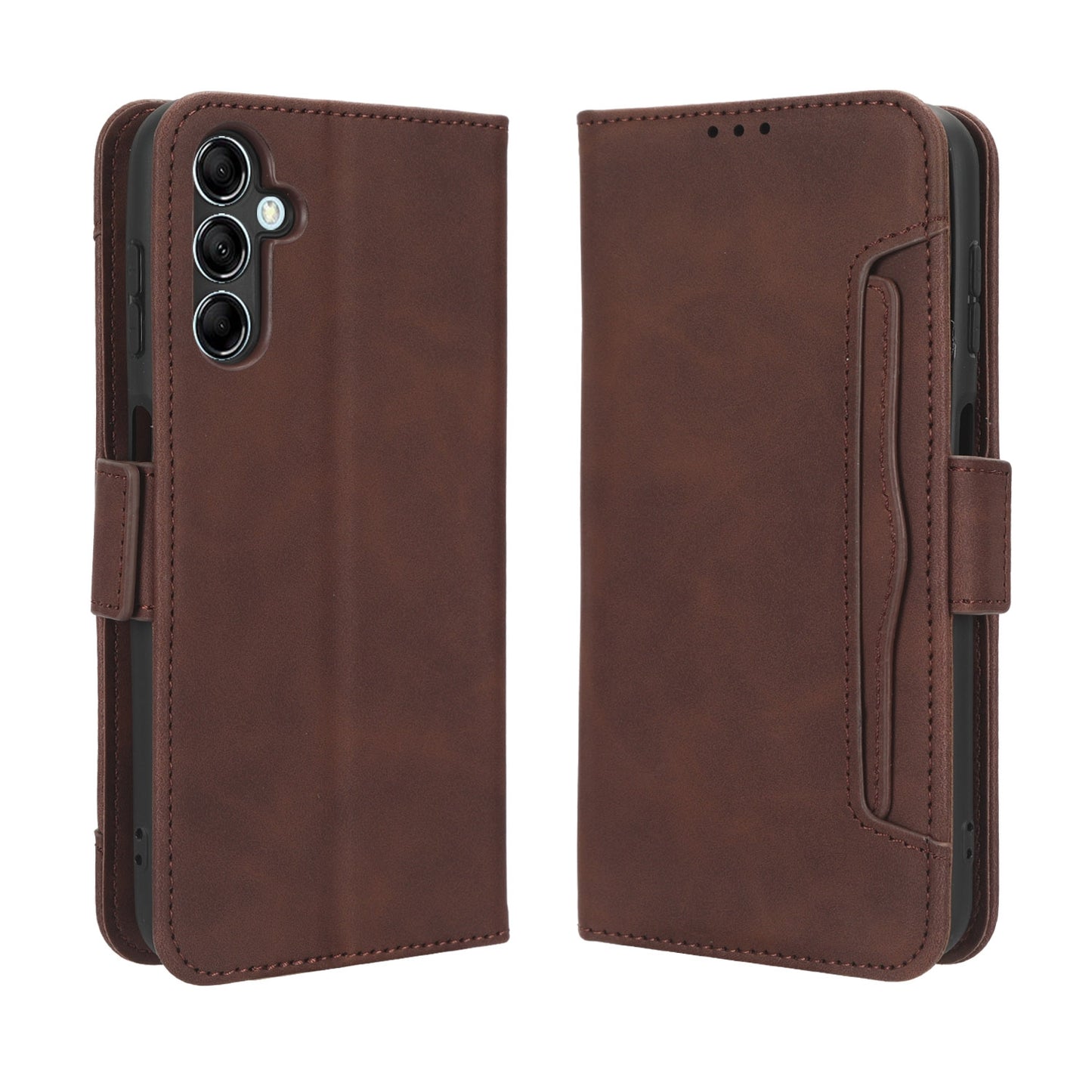 Samsung Galaxy M34 5G Skin Feel PU Leather Wallet Phone Case with Card Slots, Cash Pocket, Magnetic Closure, Built-In Stand, Full Protection TPU Cover