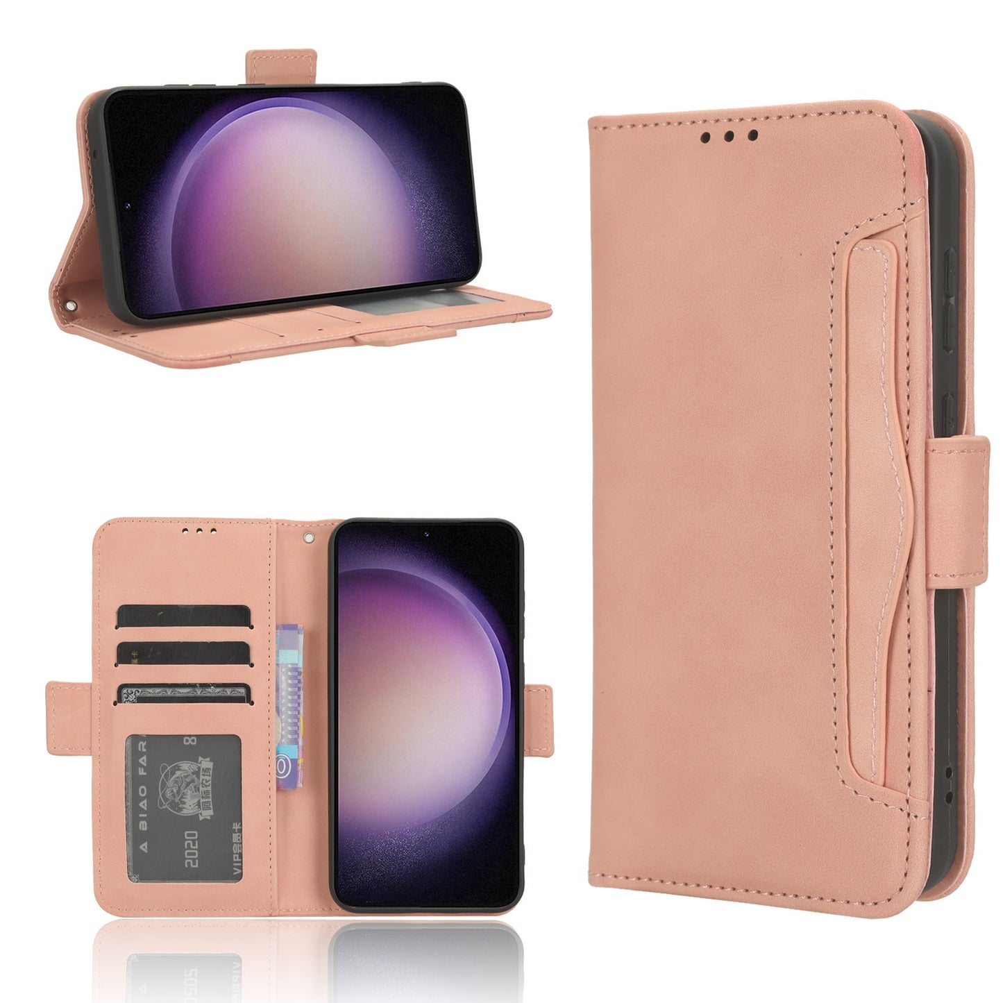 Samsung Galaxy S23 FE 5G Skin Feel PU Leather Wallet Phone Case with Card Slots, Cash Pocket, Magnetic Closure, Built-In Stand, Full Protection TPU Cover