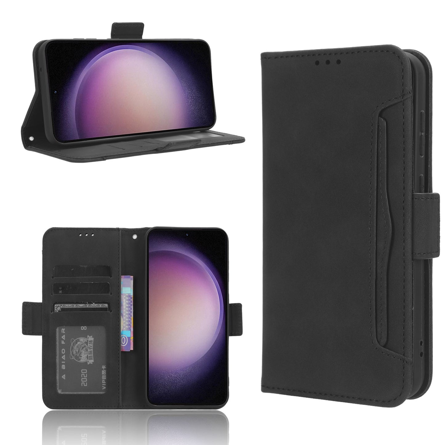 Samsung Galaxy S23 FE 5G Skin Feel PU Leather Wallet Phone Case with Card Slots, Cash Pocket, Magnetic Closure, Built-In Stand, Full Protection TPU Cover