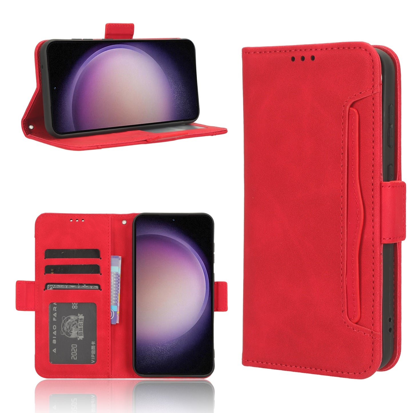 Samsung Galaxy S23 FE 5G Skin Feel PU Leather Wallet Phone Case with Card Slots, Cash Pocket, Magnetic Closure, Built-In Stand, Full Protection TPU Cover
