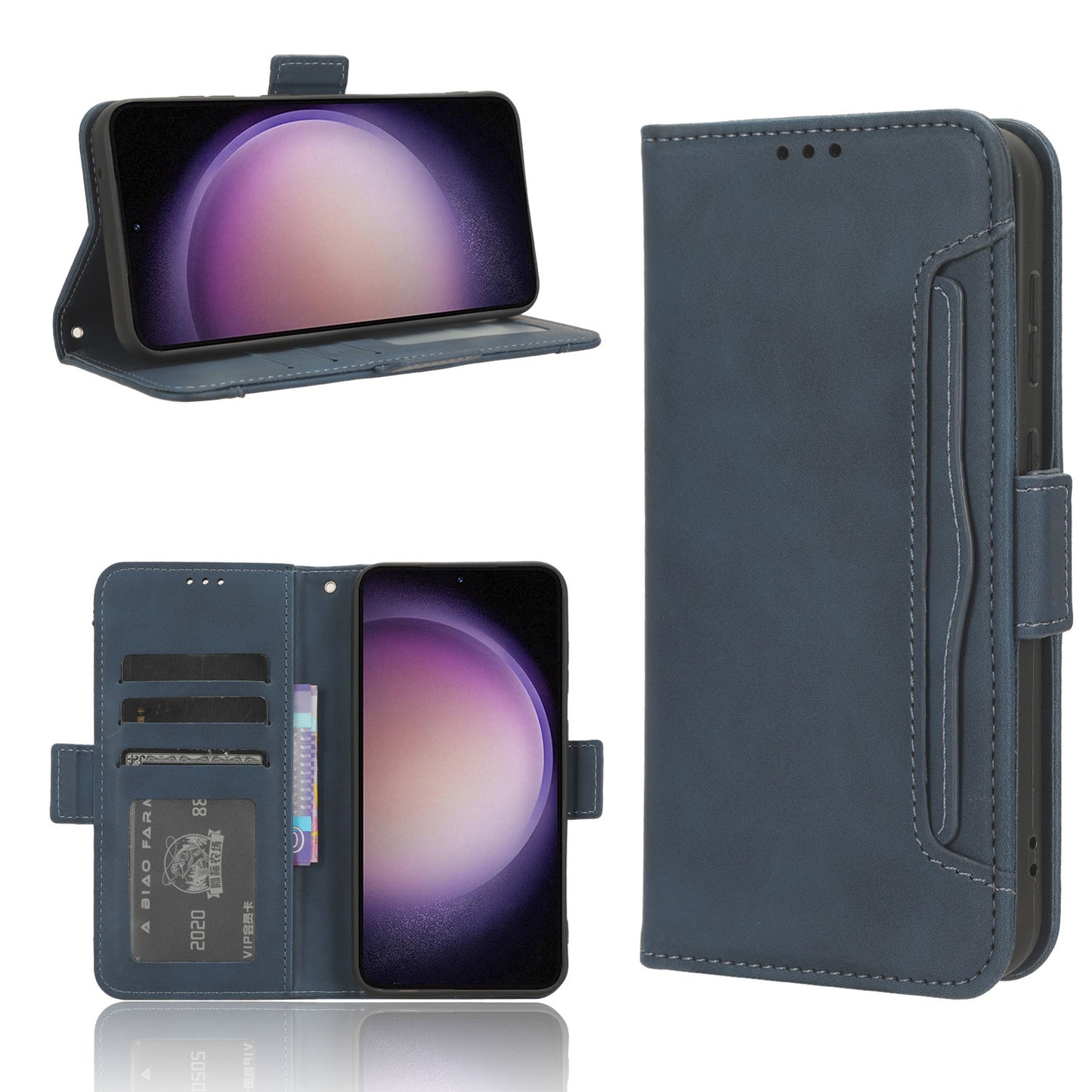 Samsung Galaxy S23 FE 5G Skin Feel PU Leather Wallet Phone Case with Card Slots, Cash Pocket, Magnetic Closure, Built-In Stand, Full Protection TPU Cover