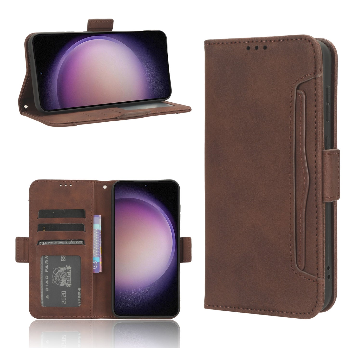 Samsung Galaxy S23 FE 5G Skin Feel PU Leather Wallet Phone Case with Card Slots, Cash Pocket, Magnetic Closure, Built-In Stand, Full Protection TPU Cover