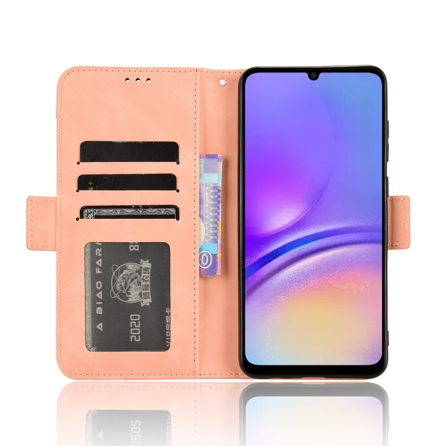 Samsung Galaxy A05 4G Skin Feel PU Leather Wallet Phone Case with Card Slots, Cash Pocket, Magnetic Closure, Built-In Stand, Full Protection TPU Cover