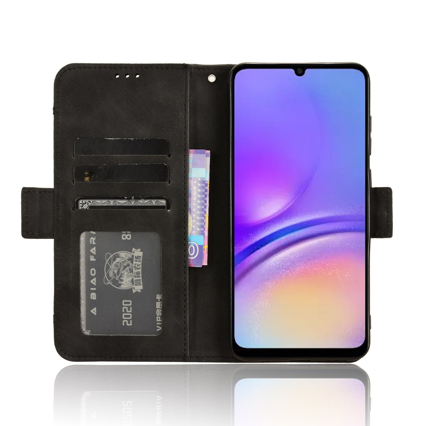 Samsung Galaxy A05 4G Skin Feel PU Leather Wallet Phone Case with Card Slots, Cash Pocket, Magnetic Closure, Built-In Stand, Full Protection TPU Cover