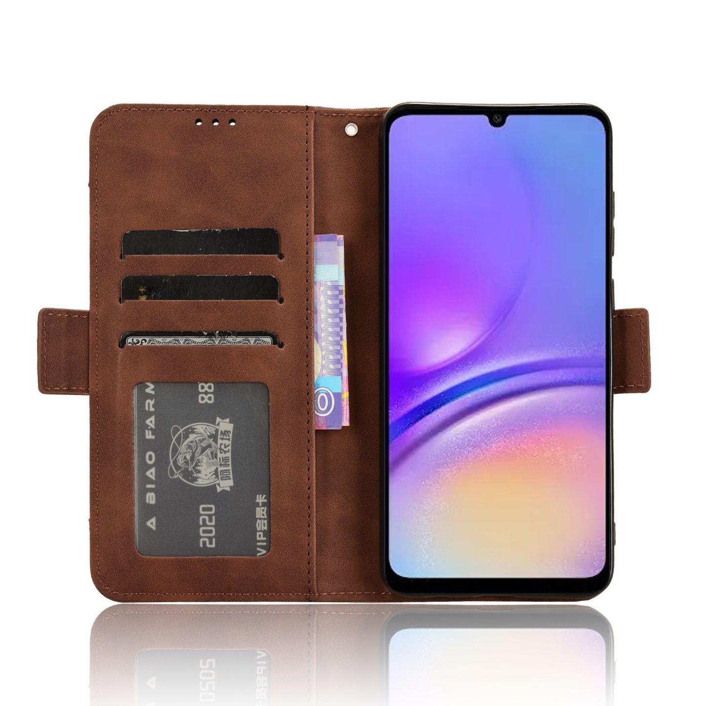 Samsung Galaxy A05 4G Skin Feel PU Leather Wallet Phone Case with Card Slots, Cash Pocket, Magnetic Closure, Built-In Stand, Full Protection TPU Cover