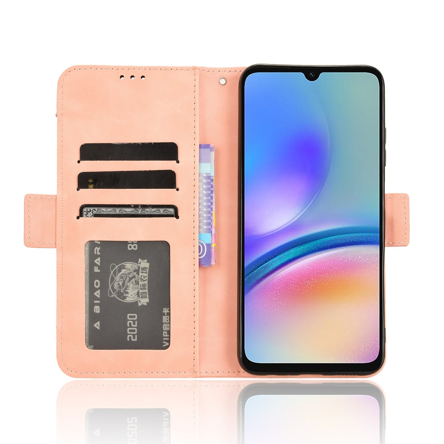 Samsung Galaxy A05s 4G Skin Feel PU Leather Wallet Phone Case with Card Slots, Cash Pocket, Magnetic Closure, Built-In Stand, Full Protection TPU Cover