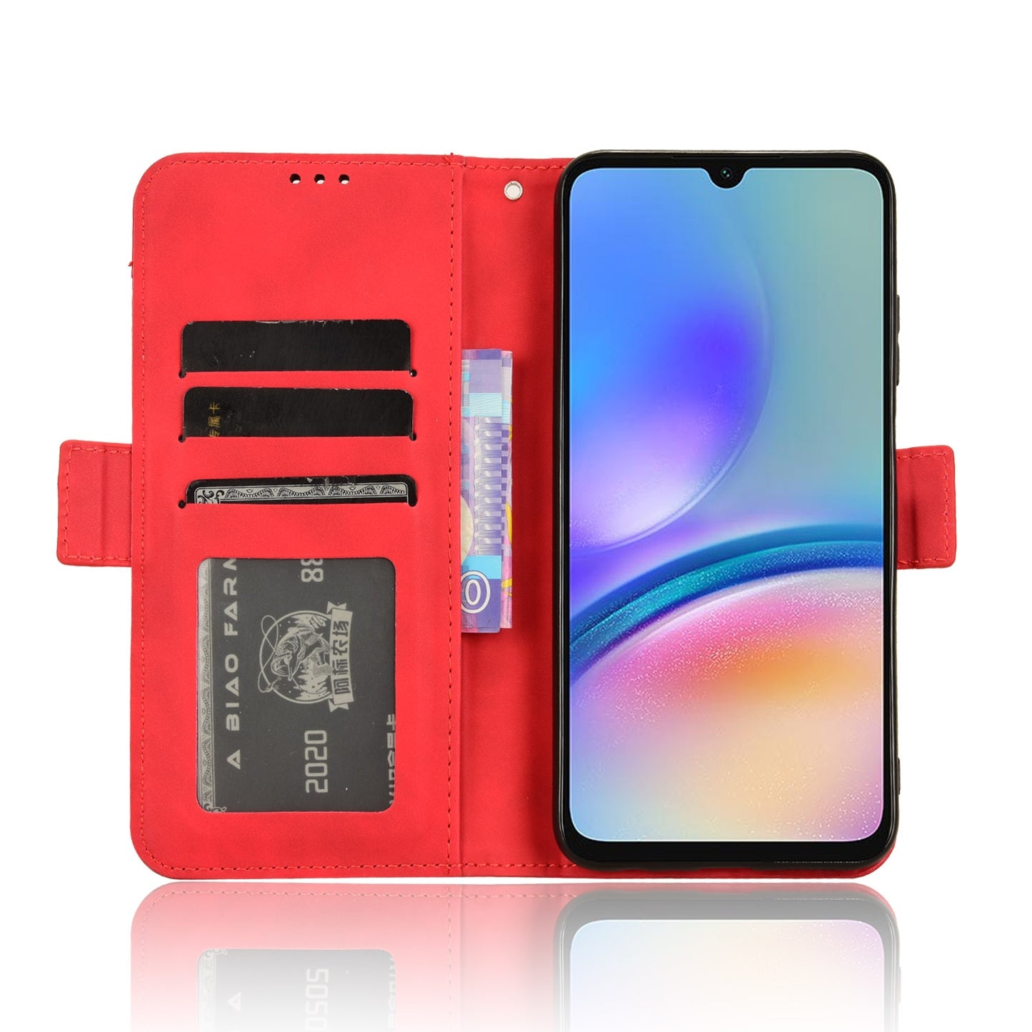 Samsung Galaxy A05s 4G Skin Feel PU Leather Wallet Phone Case with Card Slots, Cash Pocket, Magnetic Closure, Built-In Stand, Full Protection TPU Cover