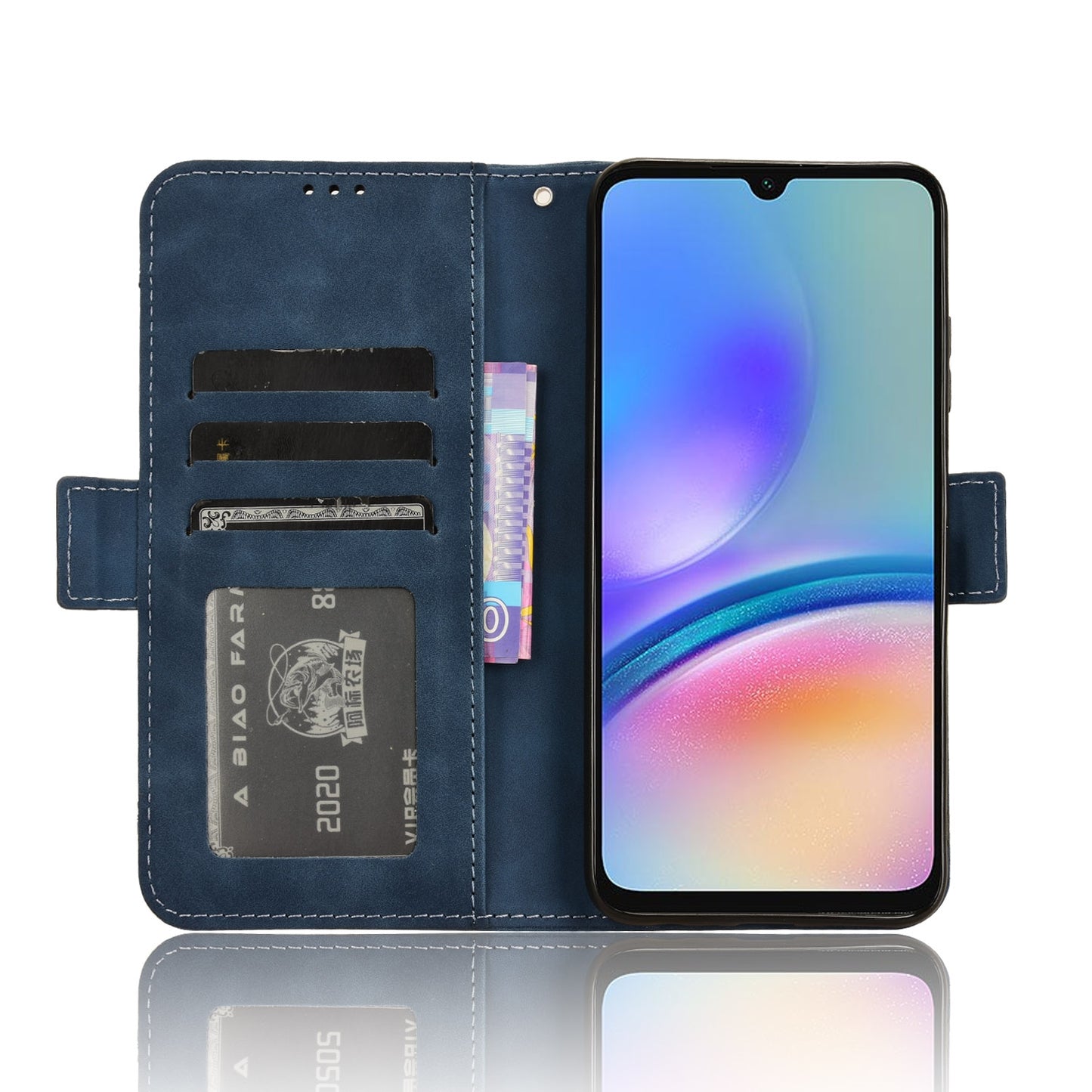 Samsung Galaxy A05s 4G Skin Feel PU Leather Wallet Phone Case with Card Slots, Cash Pocket, Magnetic Closure, Built-In Stand, Full Protection TPU Cover