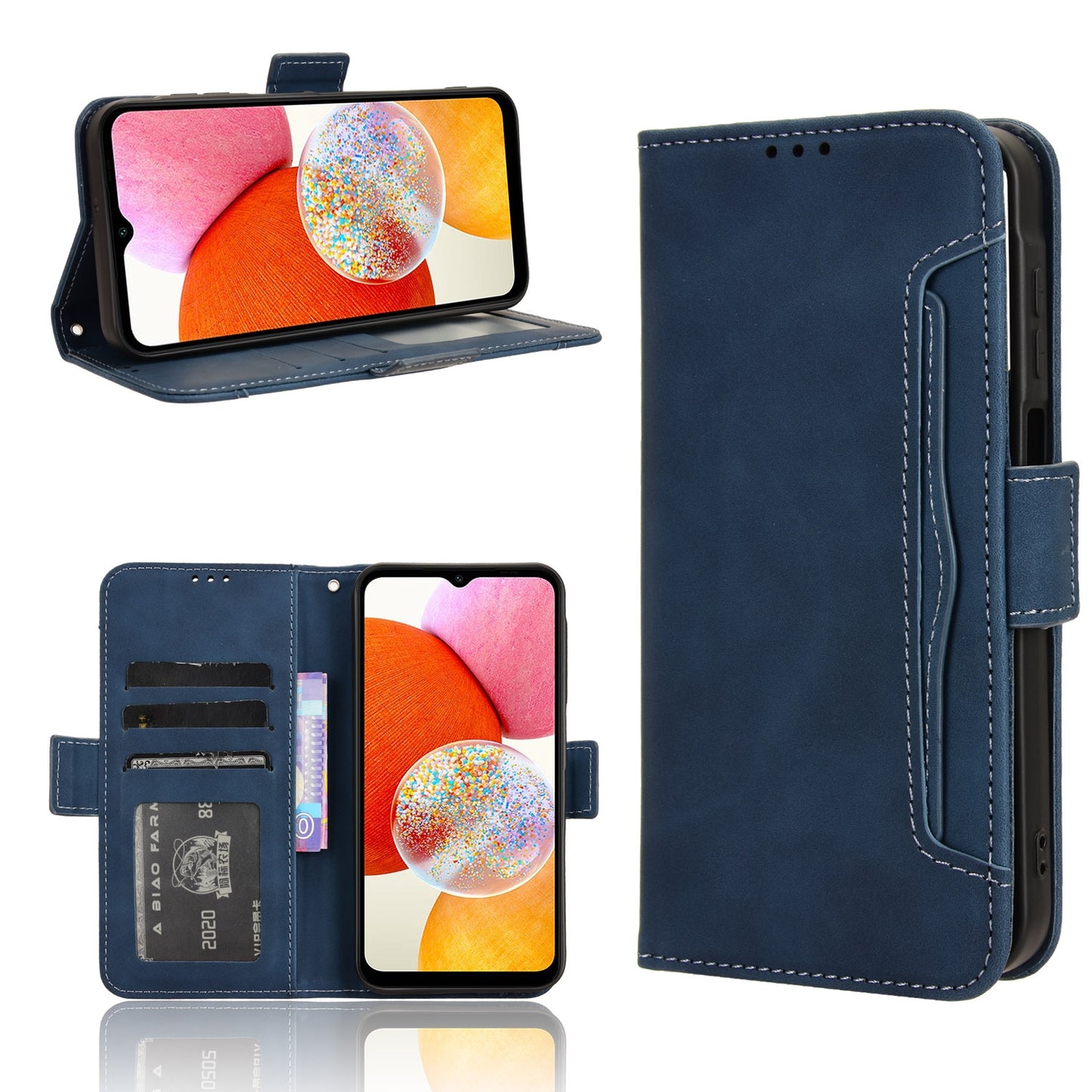 Samsung Galaxy A15 Skin Feel PU Leather Wallet Phone Case with Card Slots, Cash Pocket, Magnetic Closure, Built-In Stand, Full Protection TPU Cover