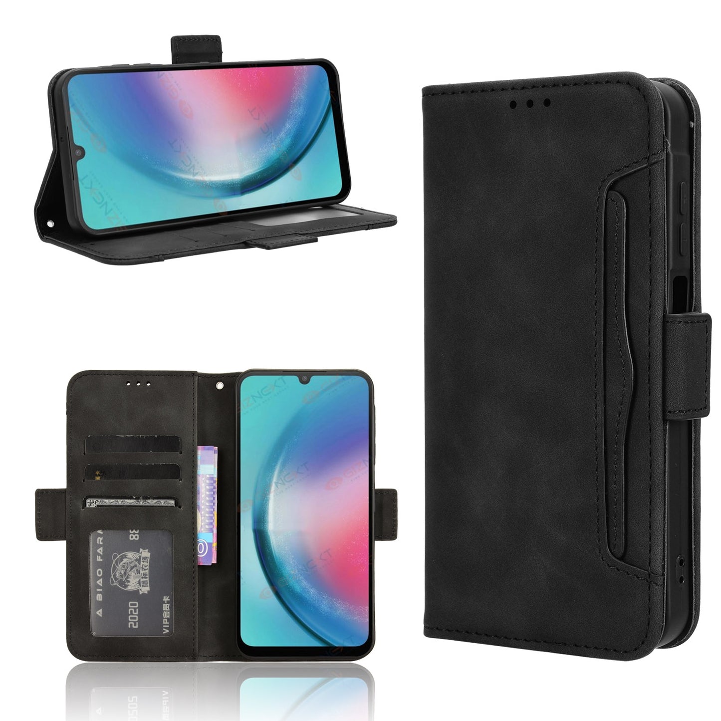 Samsung Galaxy A25 5G Skin Feel PU Leather Wallet Phone Case with Card Slots, Cash Pocket, Magnetic Closure, Built-In Stand, Full Protection TPU Cover