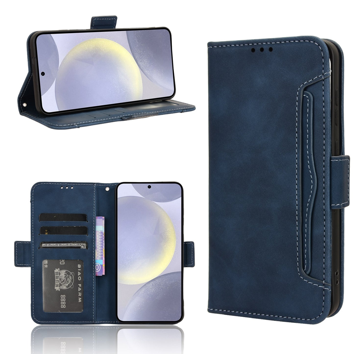 Samsung Galaxy S24 5G Skin Feel PU Leather Wallet Phone Case with Card Slots, Cash Pocket, Magnetic Closure, Built-In Stand, Full Protection TPU Cover