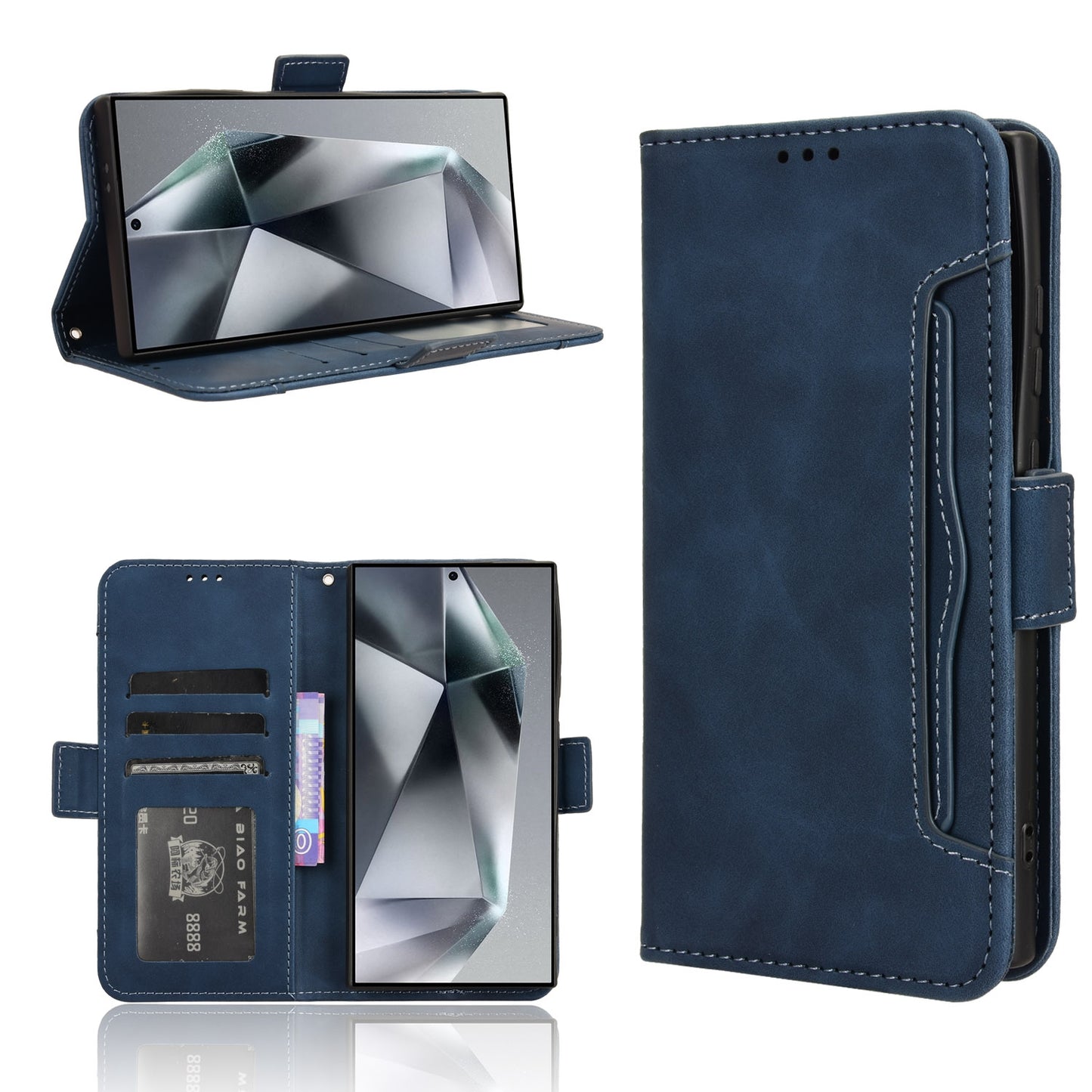 Samsung Galaxy S24 Ultra 5G Skin Feel PU Leather Wallet Phone Case with Card Slots, Cash Pocket, Magnetic Closure, Built-In Stand, Full Protection TPU Cover