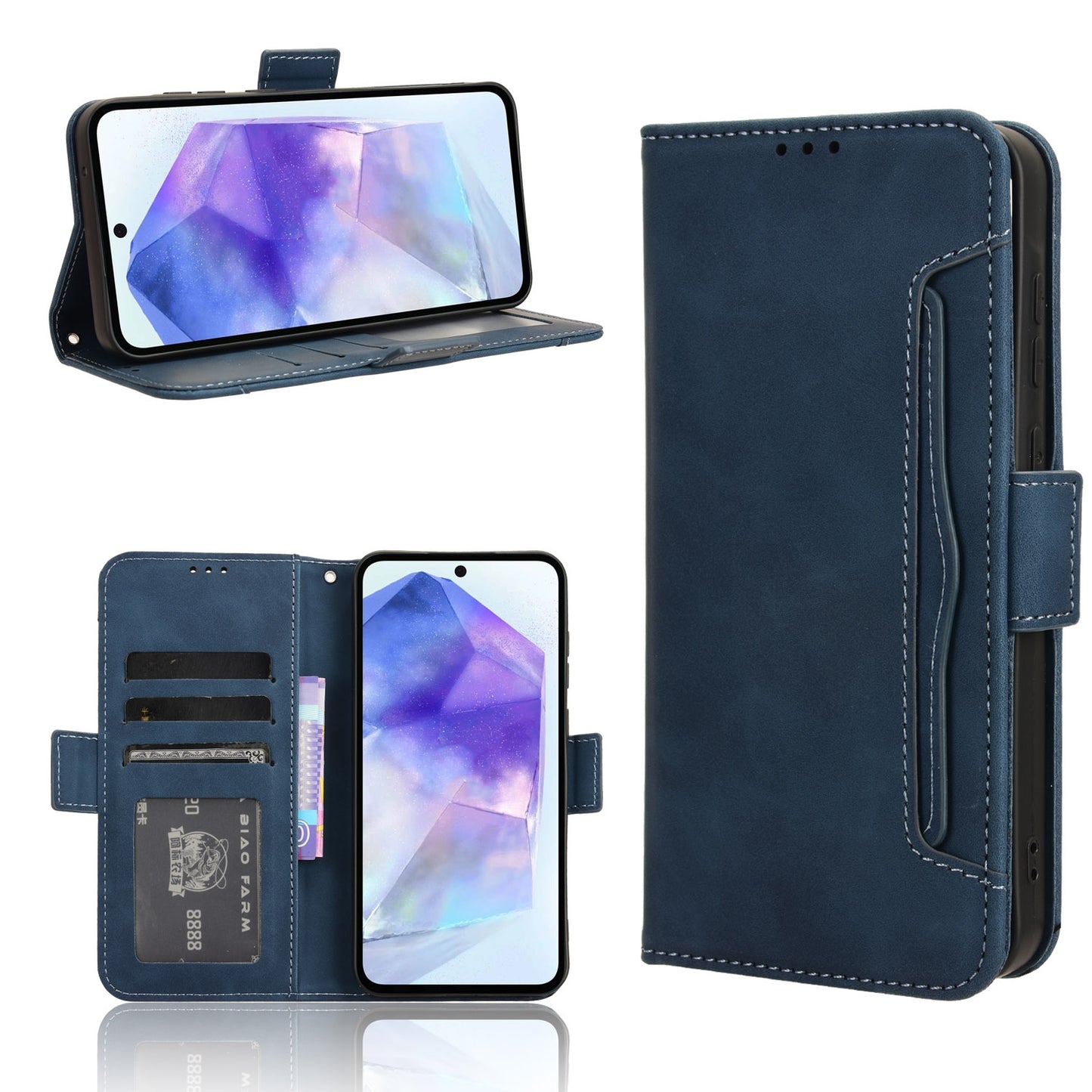 Samsung Galaxy A35 5G Skin Feel PU Leather Wallet Phone Case with Card Slots, Cash Pocket, Magnetic Closure, Built-In Stand, Full Protection TPU Cover