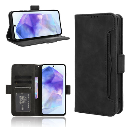 Samsung Galaxy A55 5G Skin Feel PU Leather Wallet Phone Case with Card Slots, Cash Pocket, Magnetic Closure, Built-In Stand, Full Protection TPU Cover