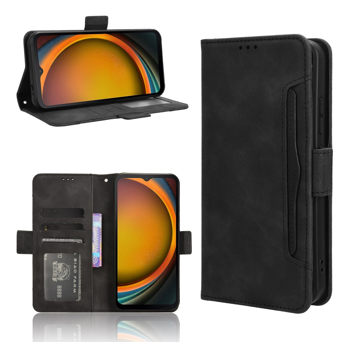 Samsung Galaxy Xcover 7 Skin Feel PU Leather Wallet Phone Case with Card Slots, Cash Pocket, Magnetic Closure, Built-In Stand, Full Protection TPU Cover