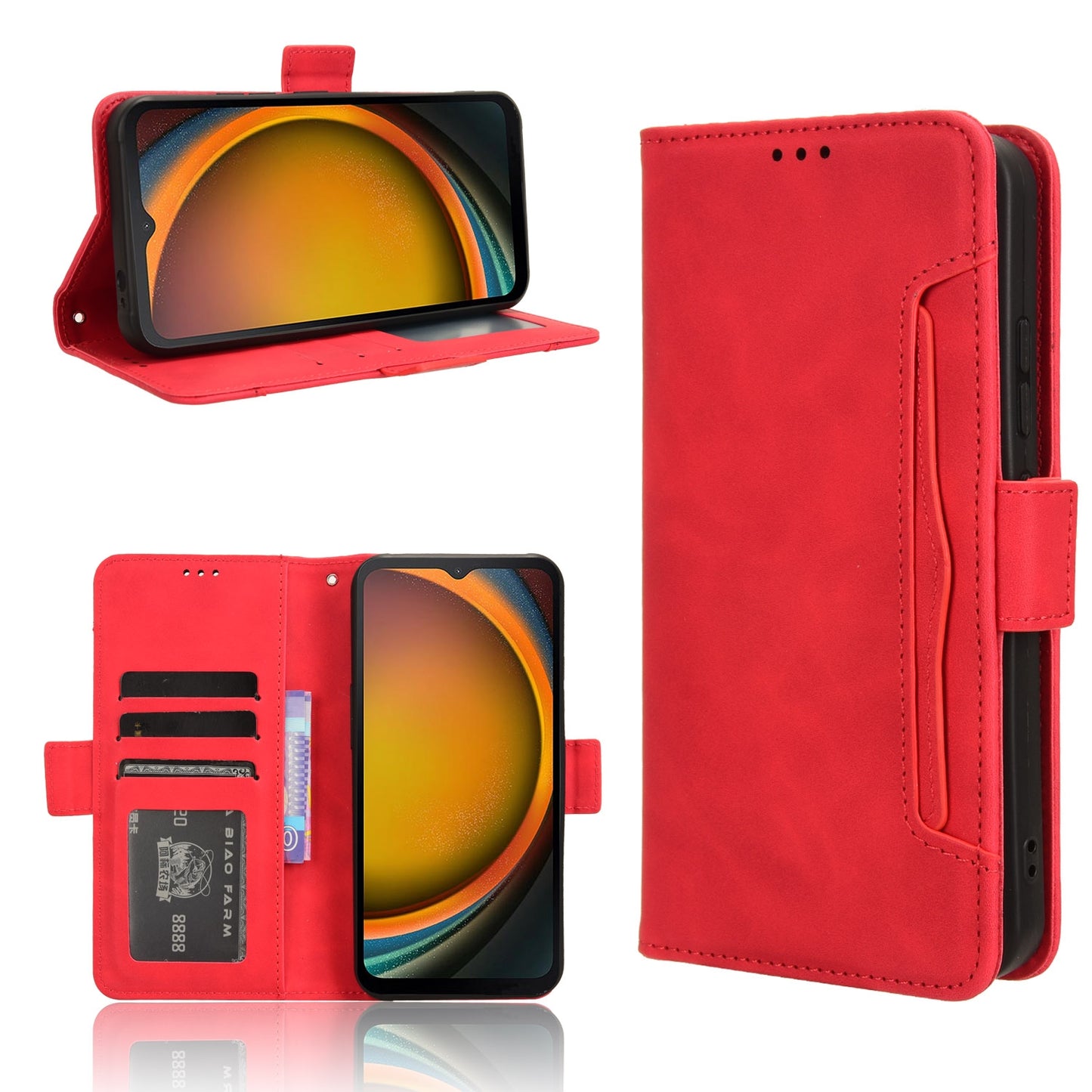 Samsung Galaxy Xcover 7 Skin Feel PU Leather Wallet Phone Case with Card Slots, Cash Pocket, Magnetic Closure, Built-In Stand, Full Protection TPU Cover