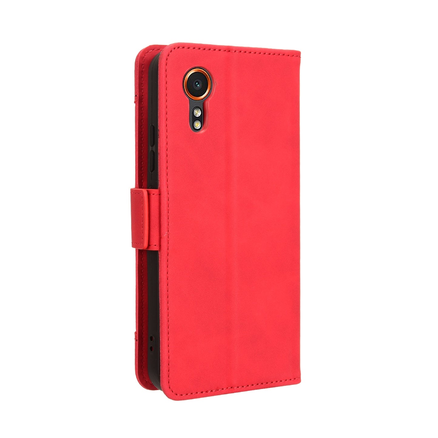 Samsung Galaxy Xcover 7 Skin Feel PU Leather Wallet Phone Case with Card Slots, Cash Pocket, Magnetic Closure, Built-In Stand, Full Protection TPU Cover