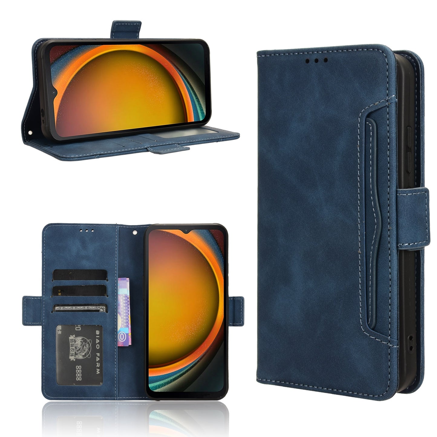 Samsung Galaxy Xcover 7 Skin Feel PU Leather Wallet Phone Case with Card Slots, Cash Pocket, Magnetic Closure, Built-In Stand, Full Protection TPU Cover