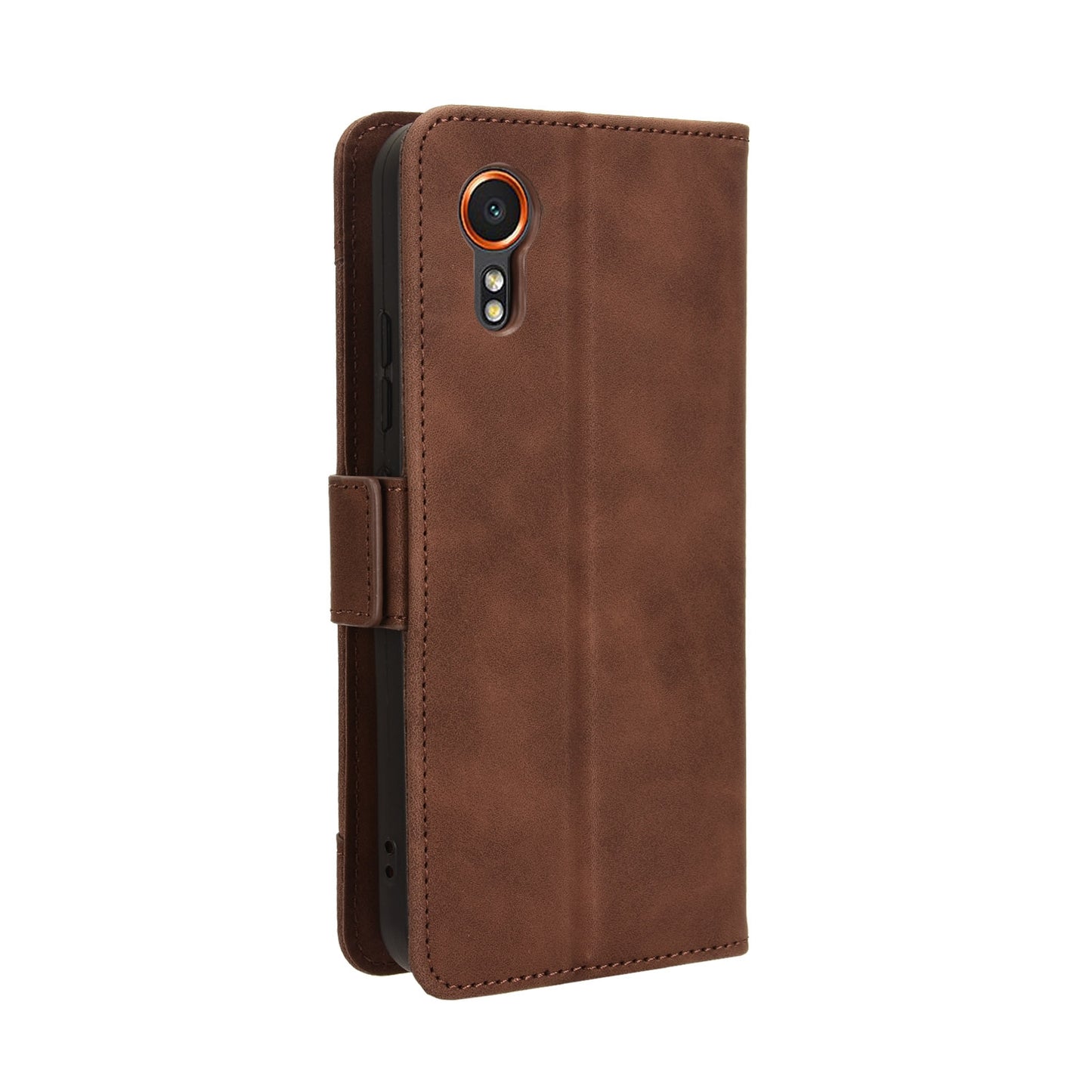 Samsung Galaxy Xcover 7 Skin Feel PU Leather Wallet Phone Case with Card Slots, Cash Pocket, Magnetic Closure, Built-In Stand, Full Protection TPU Cover