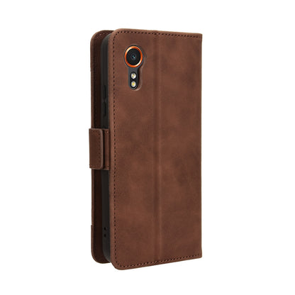 Samsung Galaxy Xcover 7 Skin Feel PU Leather Wallet Phone Case with Card Slots, Cash Pocket, Magnetic Closure, Built-In Stand, Full Protection TPU Cover