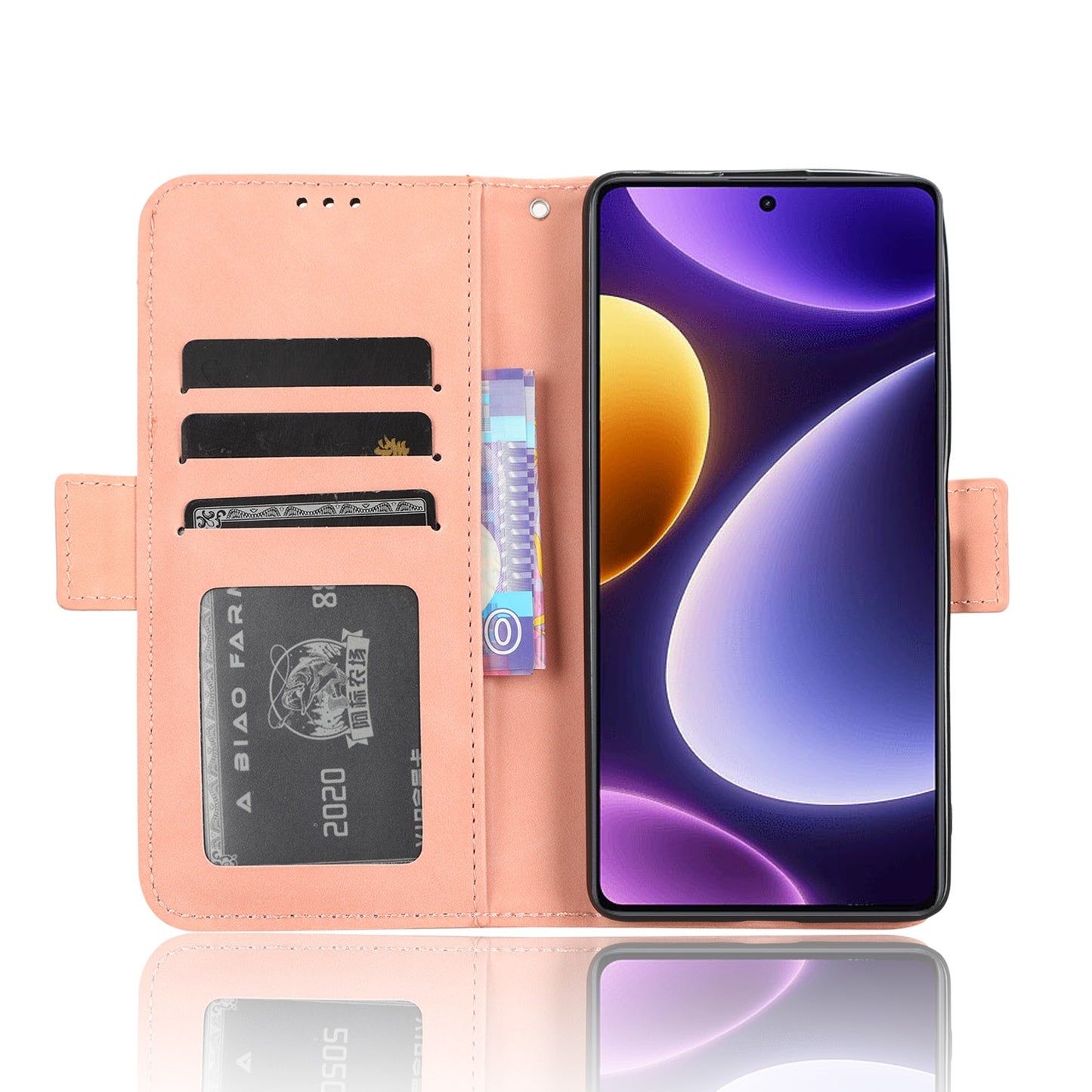 Xiaomi Poco F5 5G Skin Feel PU Leather Wallet Phone Case with Card Slots, Cash Pocket, Magnetic Closure, Built-In Stand, Full Protection TPU Cover