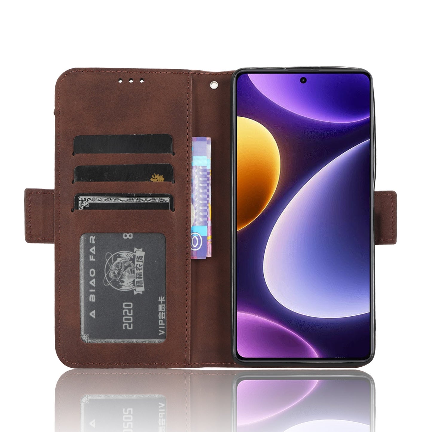 Xiaomi Poco F5 5G Skin Feel PU Leather Wallet Phone Case with Card Slots, Cash Pocket, Magnetic Closure, Built-In Stand, Full Protection TPU Cover