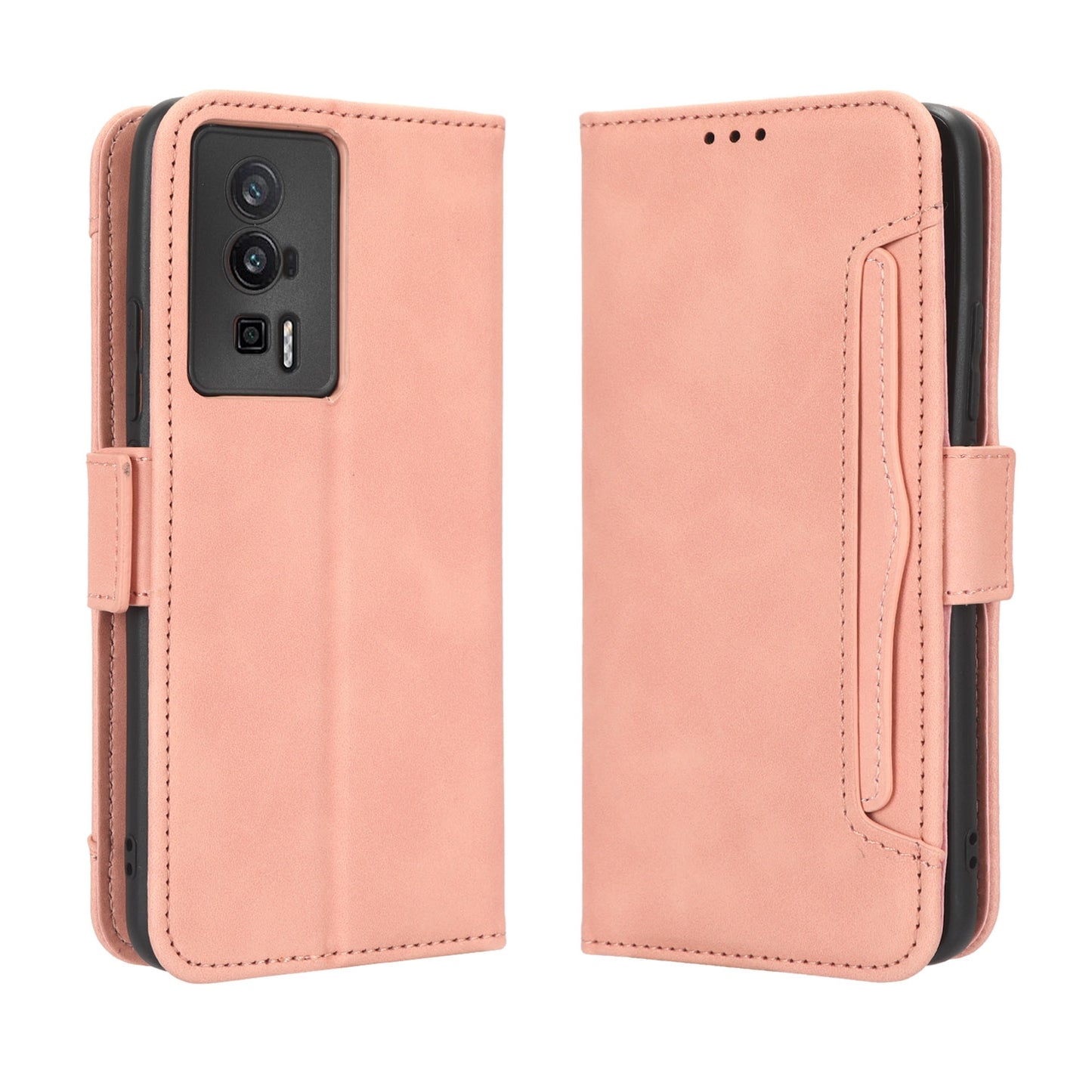 Xiaomi Poco F5 Pro Skin Feel PU Leather Wallet Phone Case with Card Slots, Cash Pocket, Magnetic Closure, Built-In Stand, Full Protection TPU Cover