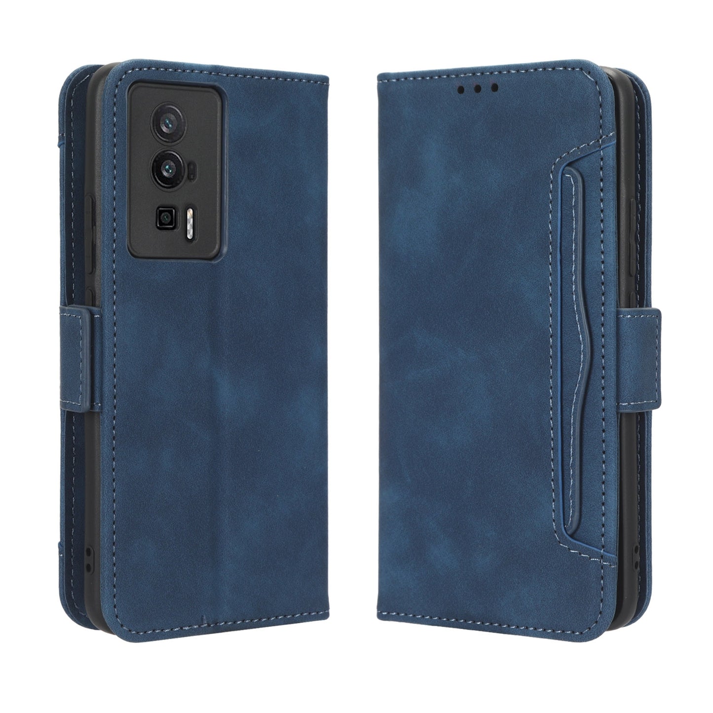 Xiaomi Poco F5 Pro Skin Feel PU Leather Wallet Phone Case with Card Slots, Cash Pocket, Magnetic Closure, Built-In Stand, Full Protection TPU Cover